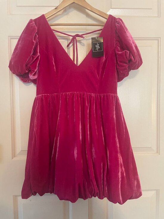 Lena Dresses & Skirts - NWT LENA Pink Wonderland Velvet Bubble Mini Dress | Coquette Barbiecore Party